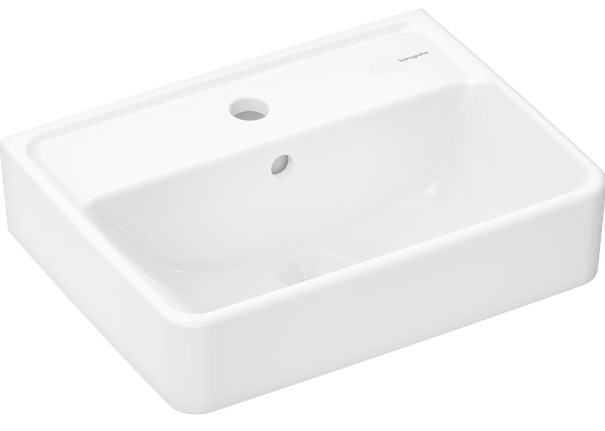 hansgrohe Xanuia Q Handwaschbecken 500/390 mit Hahnloch und Überlauf, weiß – Bild 1